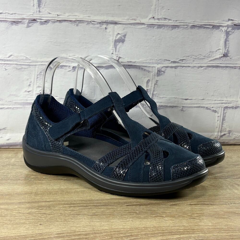 Orthofeet Juno Navy Blue Mary Jane Shoes Women's Size 8 B Comfort Sandals